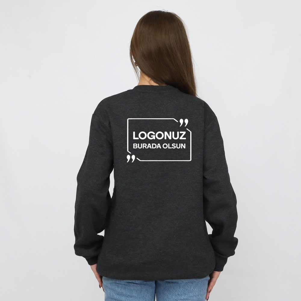 0 YAKA UZUN KOLLU 2 İPLİK SWEAT KOYU GRİ